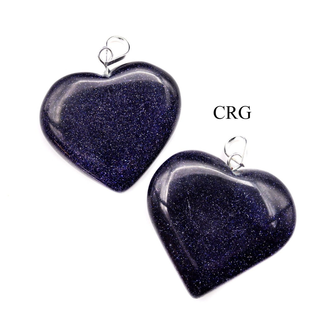 Blue Goldstone Heart Pendant with Silver Plating (1 Piece) Size 1 Inch Crystal Jewelry Charm