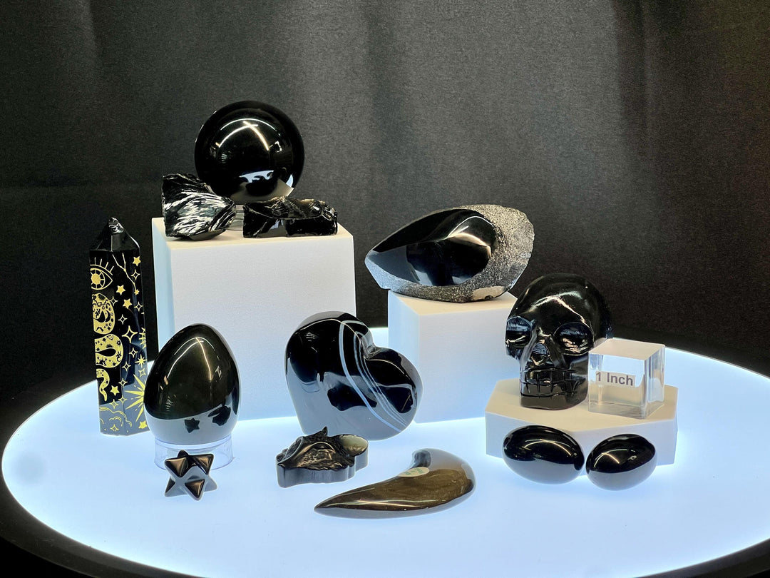 Obsidian Crystal Bundle Lot (14 Pieces) Bulk Wholesale Gemstone Décor Collection