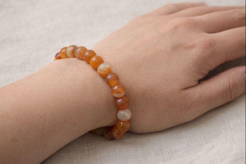 Carnelian Agate Tumbled Bead Stretch Bracelet (8mm)Crystal River Gems