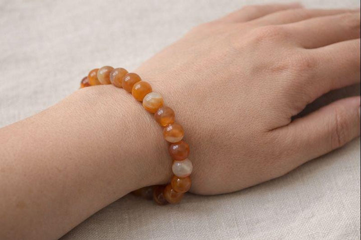 Carnelian Agate Tumbled Bead Stretch Bracelet (8mm)Crystal River Gems