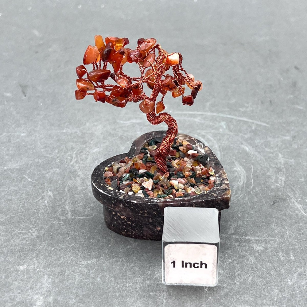 Carnelian Gemstone Chip Bonsai Tree with Soapstone Base and Copper WireCrystal River Gems