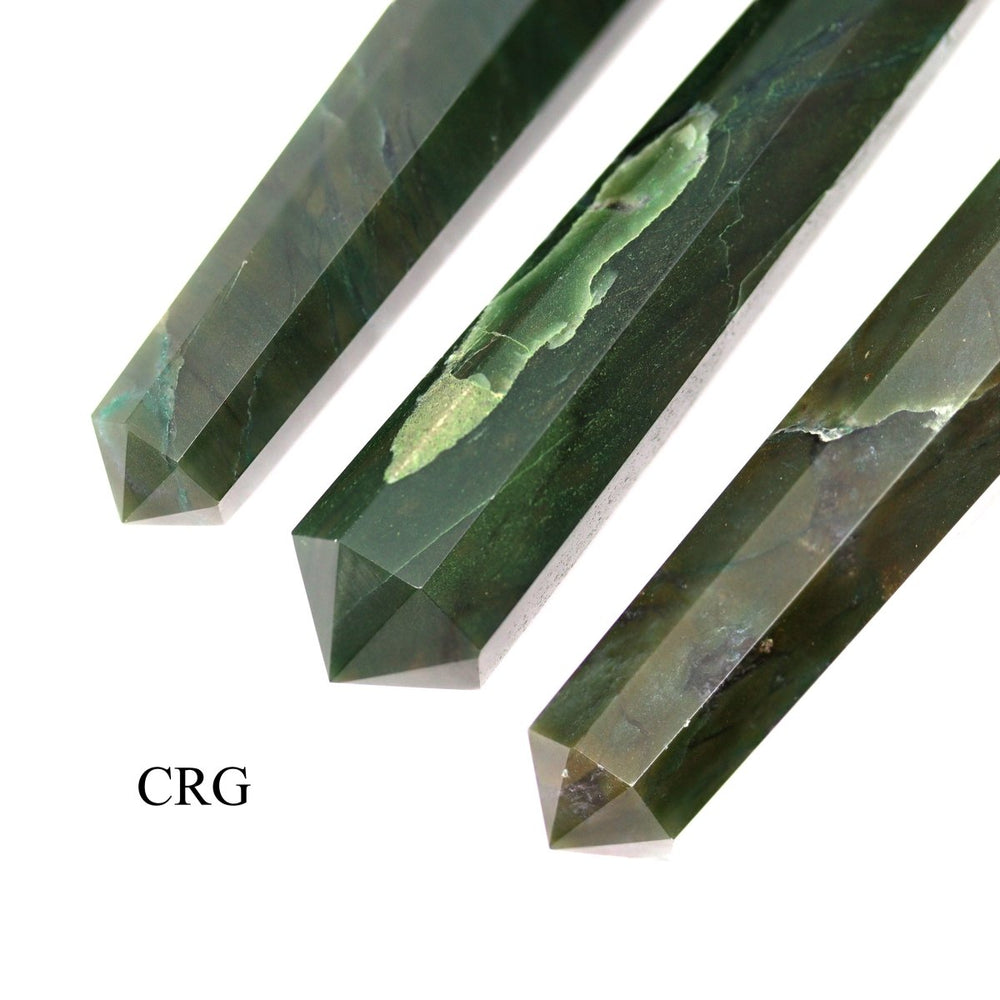 Dark Green Aventurine Wand (2 Pieces) Size 3 to 5 Inches 8-Sided Double Terminated Crystal