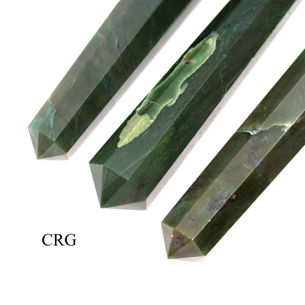 Dark Green Aventurine Wand (2 Pieces) Size 3 to 5 Inches 8 - Sided Double Terminated CrystalCrystal River Gems