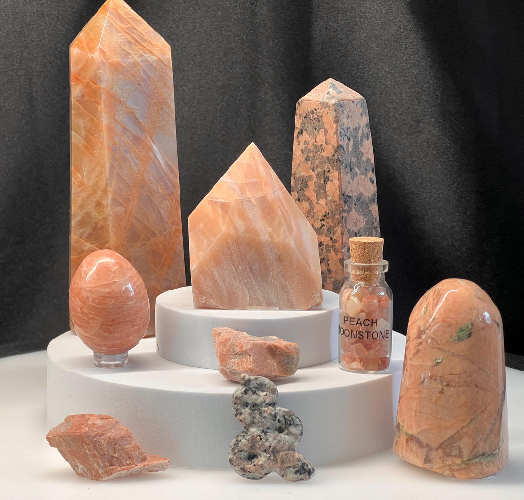 Peach Moonstone Crystal Bundle Lot (5 LBs) Bulk Wholesale Gemstone Décor Collection