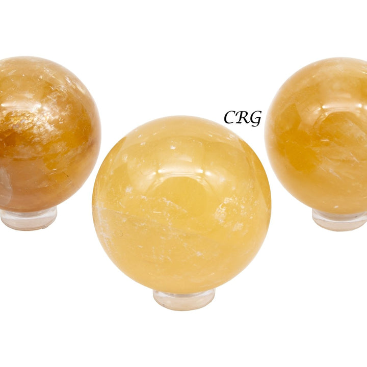 Honey Calcite Small Polished Sphere (1 Piece) (Size 40 mm) Hand Carved Gemstone DecorCrystal River Gems