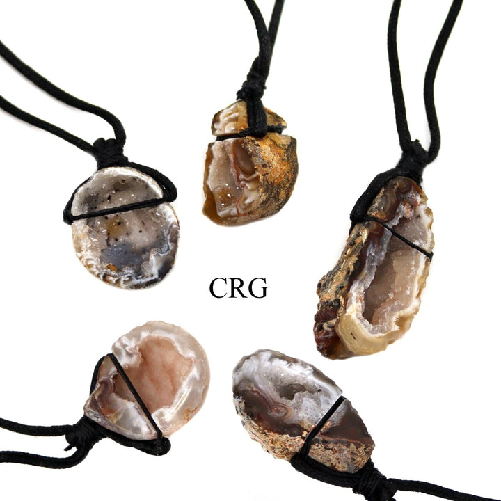 Oco Geode Necklace (4 Pieces) Size 1.5 to 2 Inches Large Crystal on Long Black Cord Jewelry