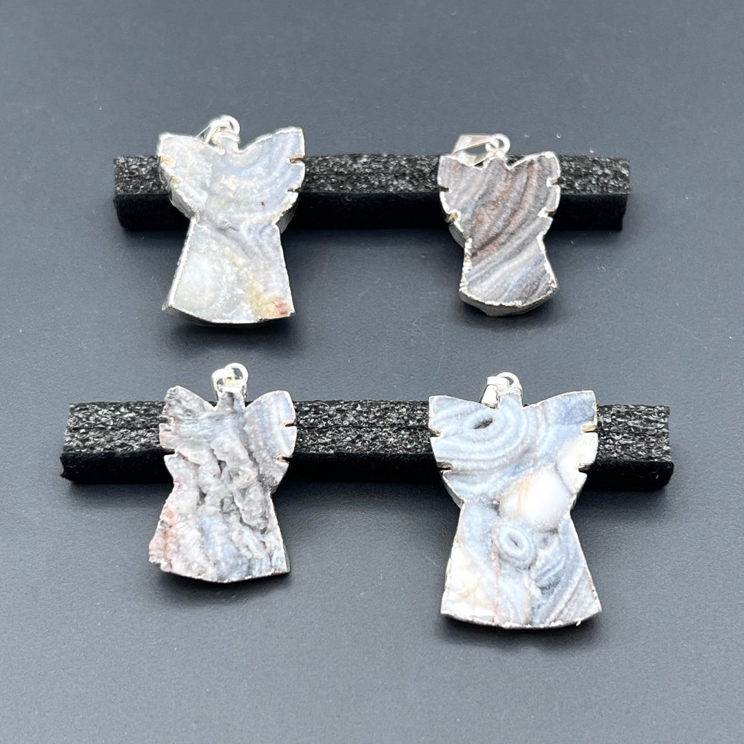 Chalcedony Agate Angel Silver PendantCrystal River Gems