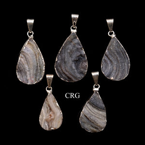 Chalcedony Agate Druzy Teardrop Pendant with Silver Plating (1 Piece) Size 1 Inch Crystal Jewelry Charm