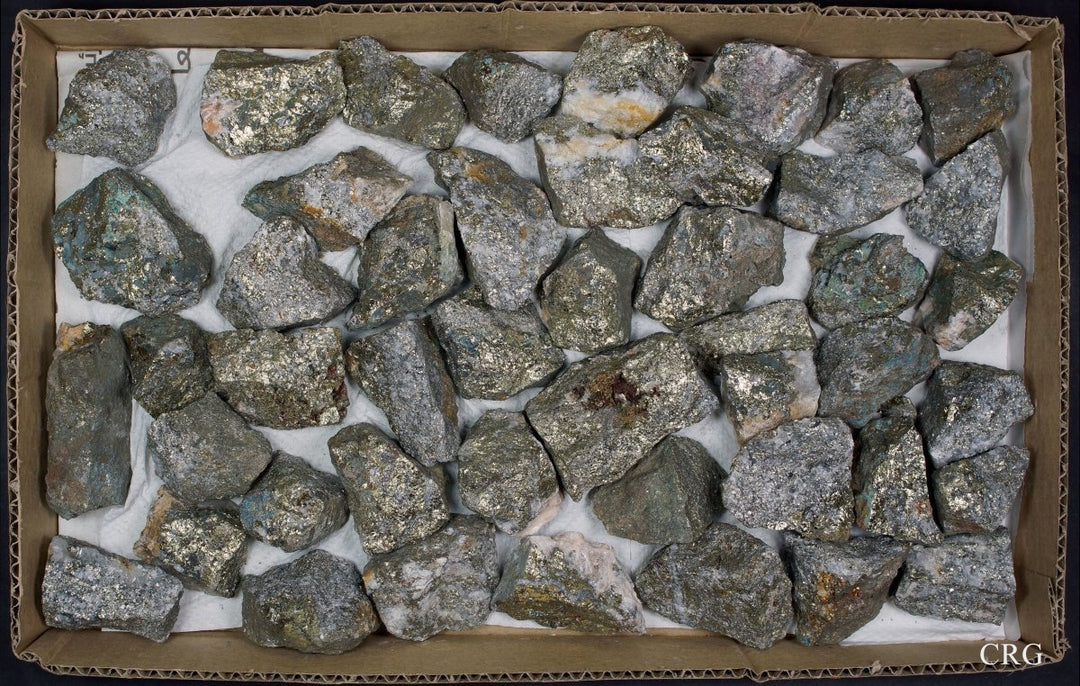 Chalcopyrite Rough (1 Flat) Size 1 to 2 Inches Bulk Wholesale Lot Crystal Minerals