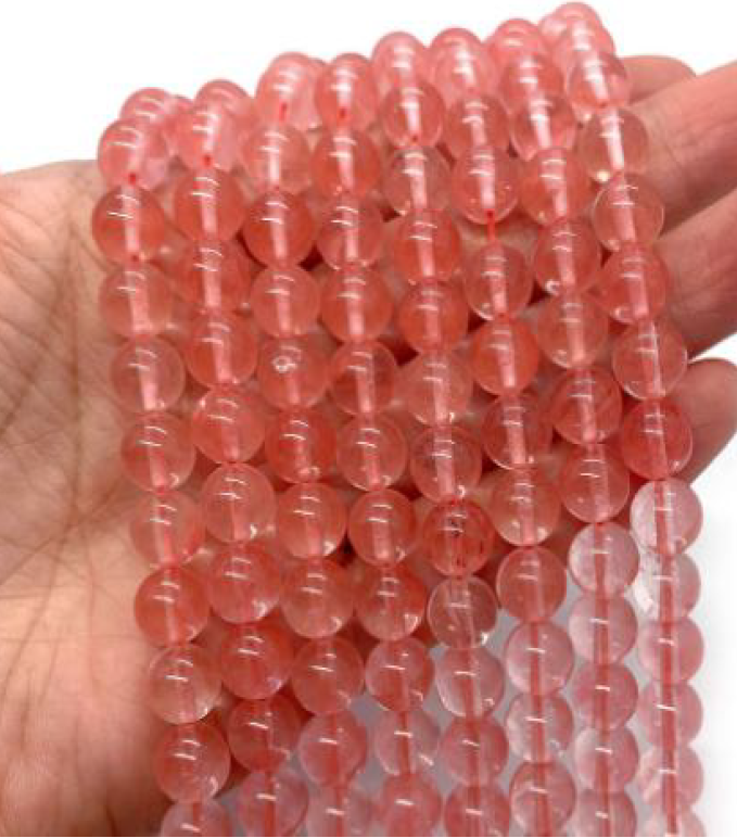 Cherry Quartz Tumbled Bead Stretch Bracelet (8mm)