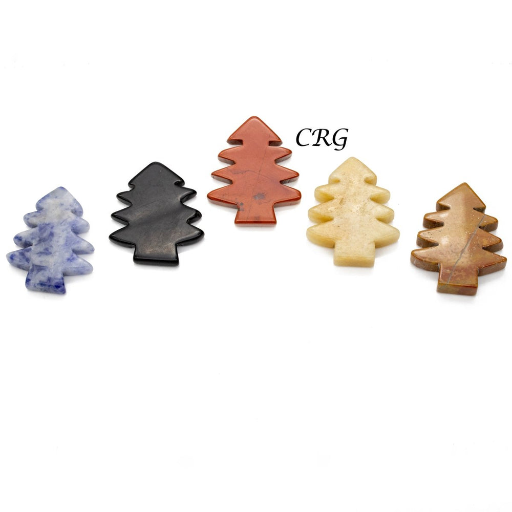 Christmas Tree Assorted Gemstones (4 Pieces) Size 1.5 Inches Mixed Crystal Carving Shapes