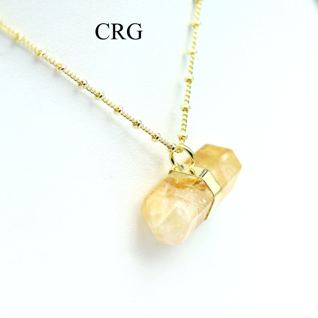 Citrine Double Terminated Point Necklace with Gold Plating (1 Piece) Size 1 Inch Crystal Jewelry