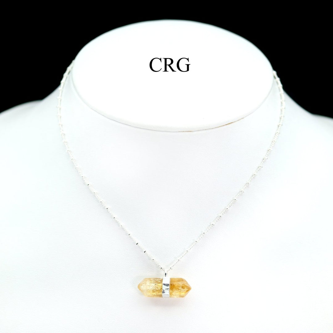 Citrine Double Terminated Point Necklace with Silver Plating (1 Piece) Size 16 Inches Crystal Jewelry