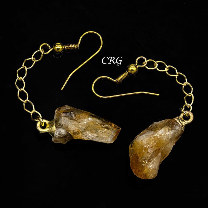 Citrine Point Earrings with Gold Plated Wire (2 Inches) (1 Pair)Crystal River Gems