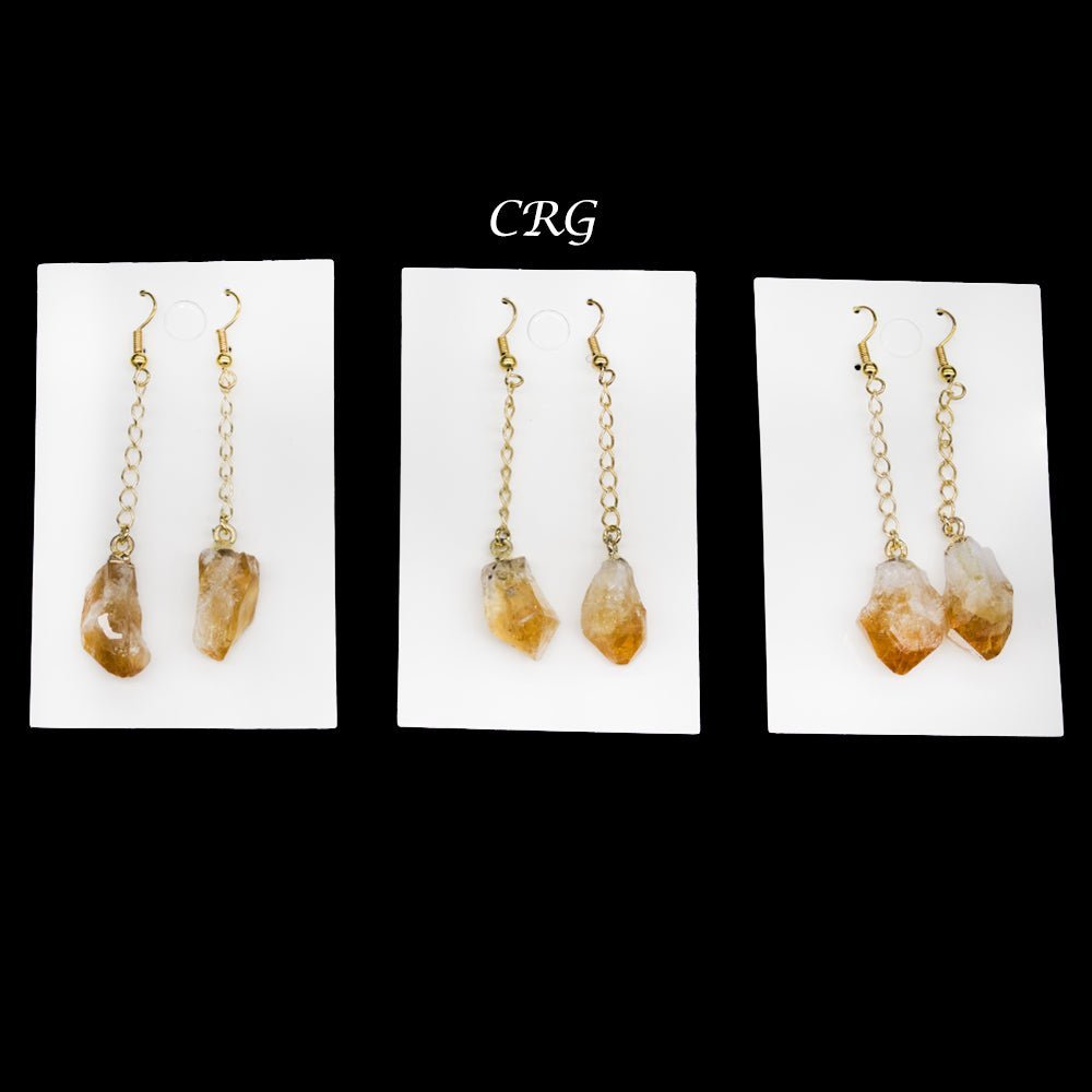 Citrine Point Earrings with Gold Plating (2 Pieces) Size 2 Inches Crystal Jewelry