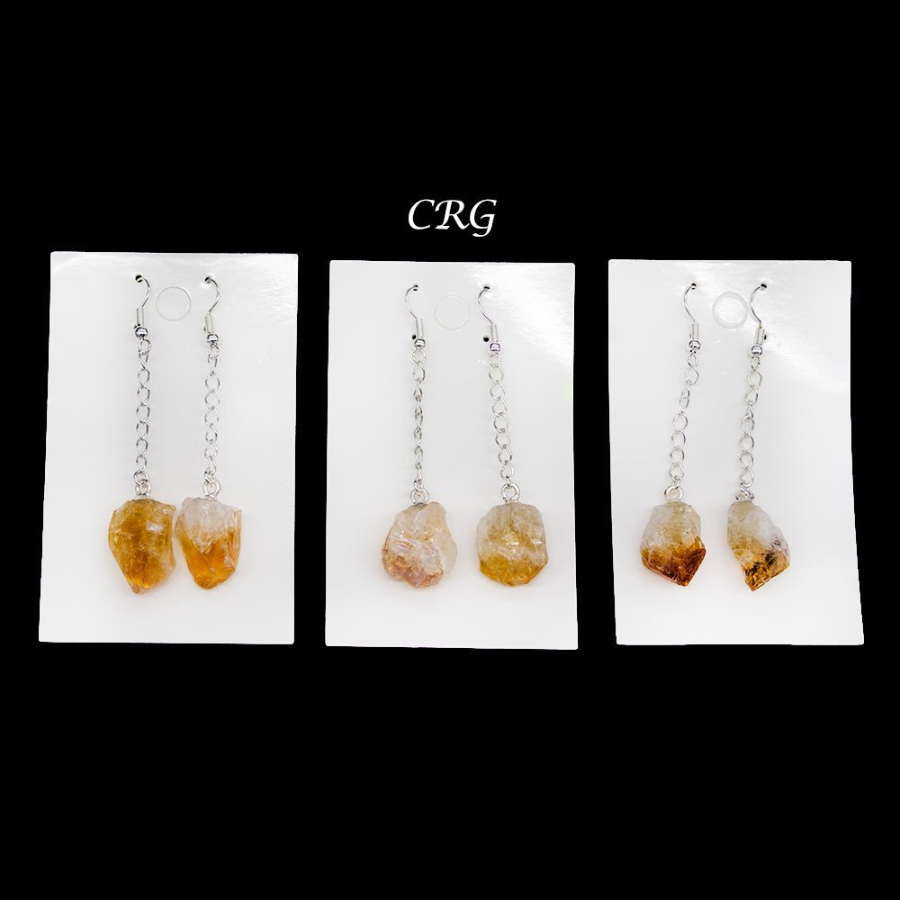 Citrine Point Earrings with Silver Plating (2 Pieces) Size 2 Inches Crystal Dangle Jewelry