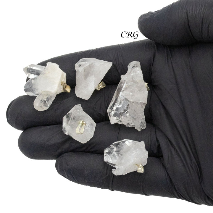 Clear Quartz Cluster Pendants with Silver Bail (5 Pieces) Size 25 to 35 mm Crystal Jewelry Charm