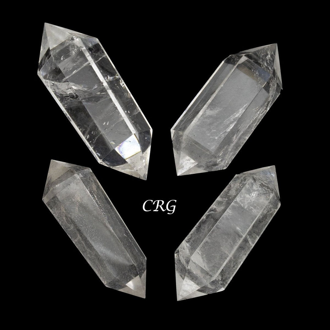 Clear Quartz Double Terminated Point (4 Pieces) Size 3.5 Inches Crystal Gemstone