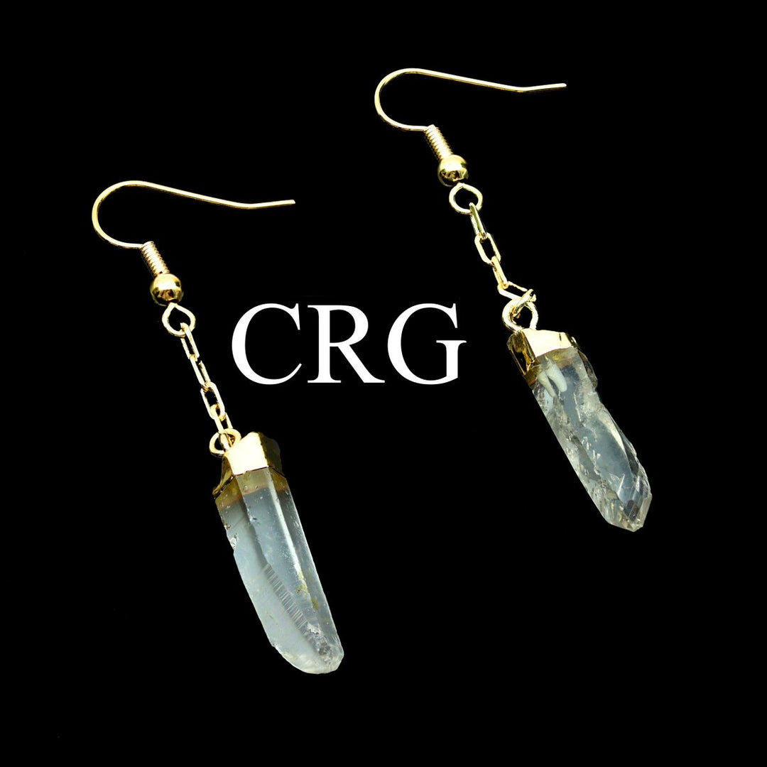 Clear Quartz Point Earrings with Gold Plating (0.5 To 1 Inch) (1 Pair)Crystal River Gems
