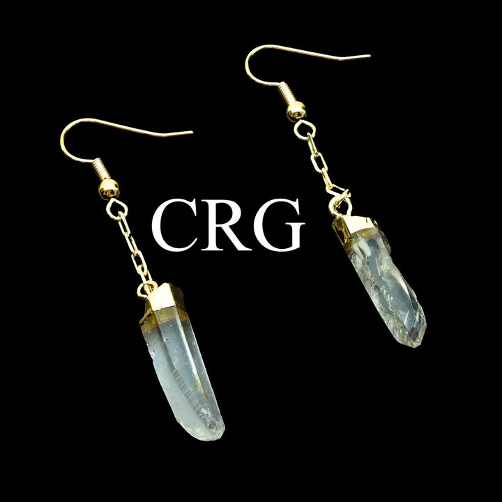 Clear Quartz Point Earrings with Gold Plating (0.5 To 1 Inch) (1 Pair)Crystal River Gems