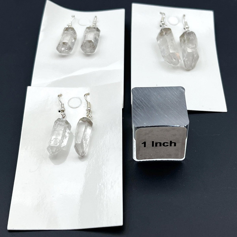 Clear Quartz Raw Point Silver Top EarringsCrystal River Gems