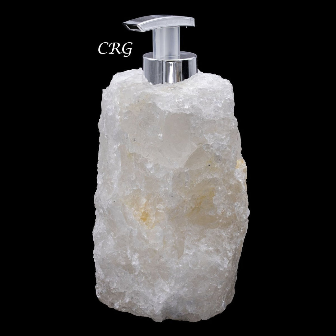 Clear Quartz Rough Soap Dispenser (1 Piece) Size 6.5 to 7.5 Inches Crystal Gemstone Home Decor