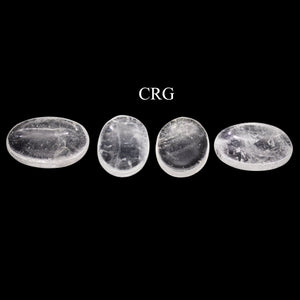 Clear Quartz Worry Stones with Thumb Indent (4 Pieces) Size 1 Inch Crystal Gemstone