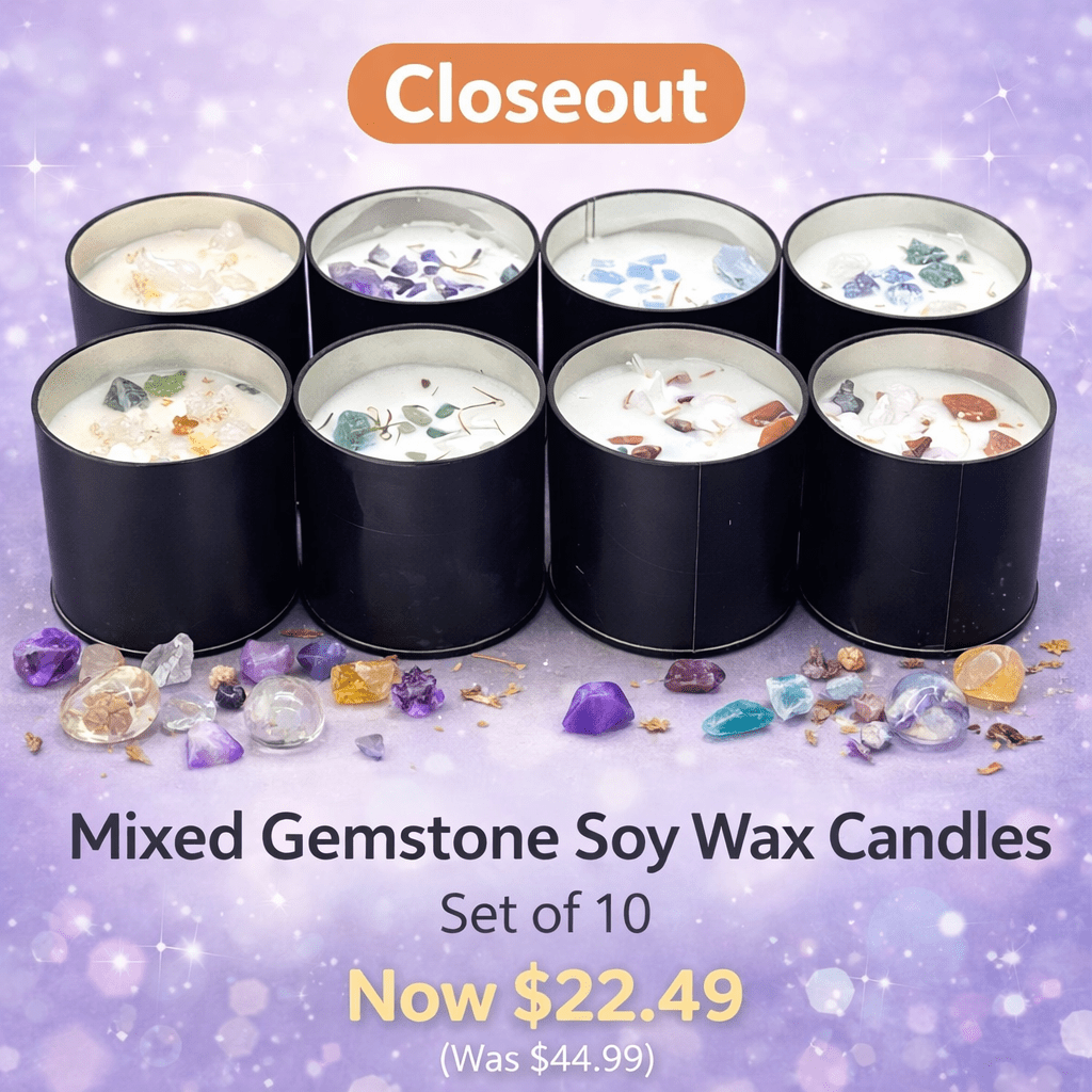 Closeout Set of Mixed Gemstone Hypoallergenic Soy Wax Candles (10 Pieces)Crystal River Gems