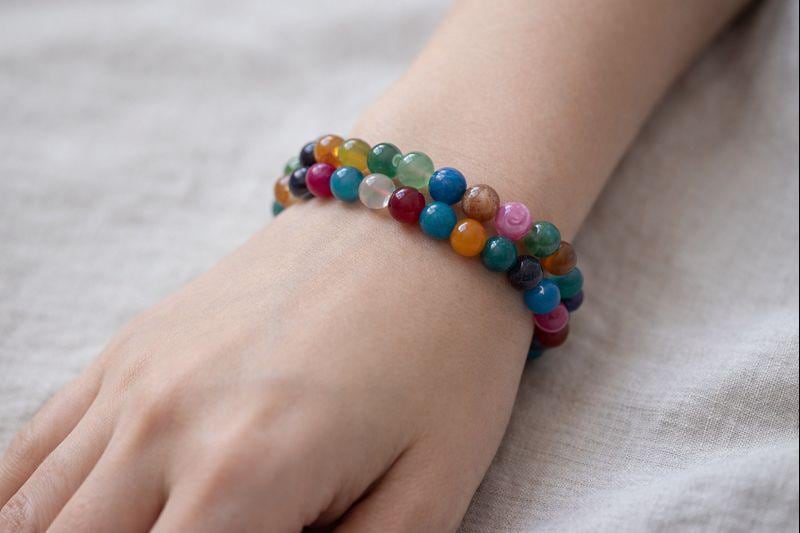 Colorful Agate Bead Stretch Bracelet (8mm)Crystal River Gems