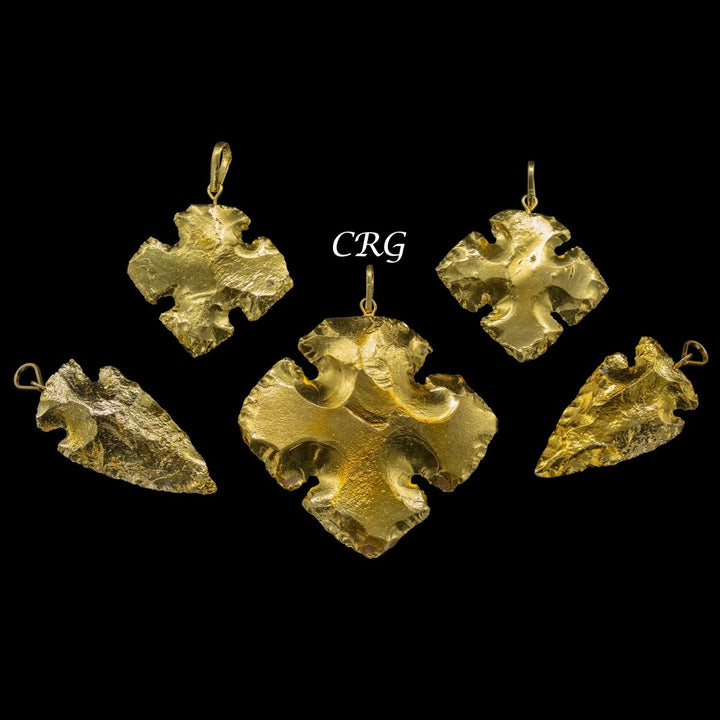 CRG Exclusive - 5 PENDANTS / Gold Shapes MixCrystal River Gems