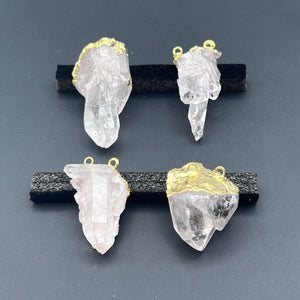 Crystal Quartz Cluster Gold Connector Pendant