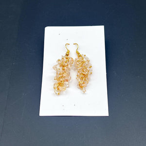 Crystal Quartz Grape Cluster Earrings with Gold Plated Wire (INJD)