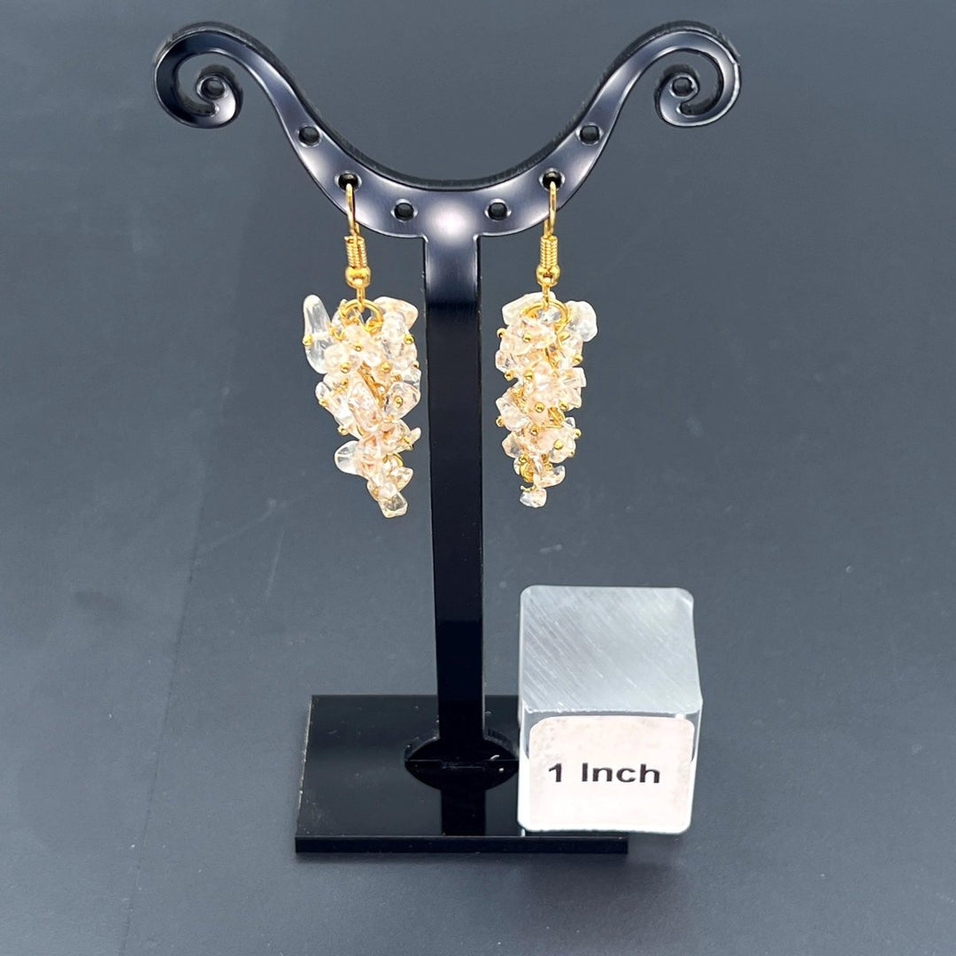 Crystal Quartz Grape Cluster Earrings with Gold Plated WireCrystal River Gems