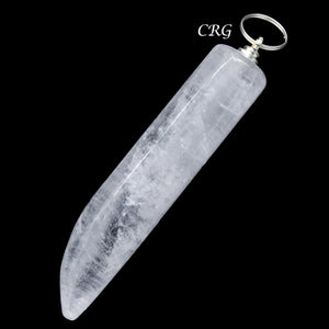 Crystal Quartz Horn Pendant w/ Silver Bail (4 Pieces)