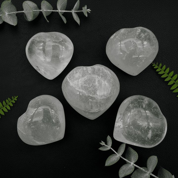 Crystal Quartz Puffy Hearts - 1" - 2" AVG (5 Pieces)Crystal River Gems
