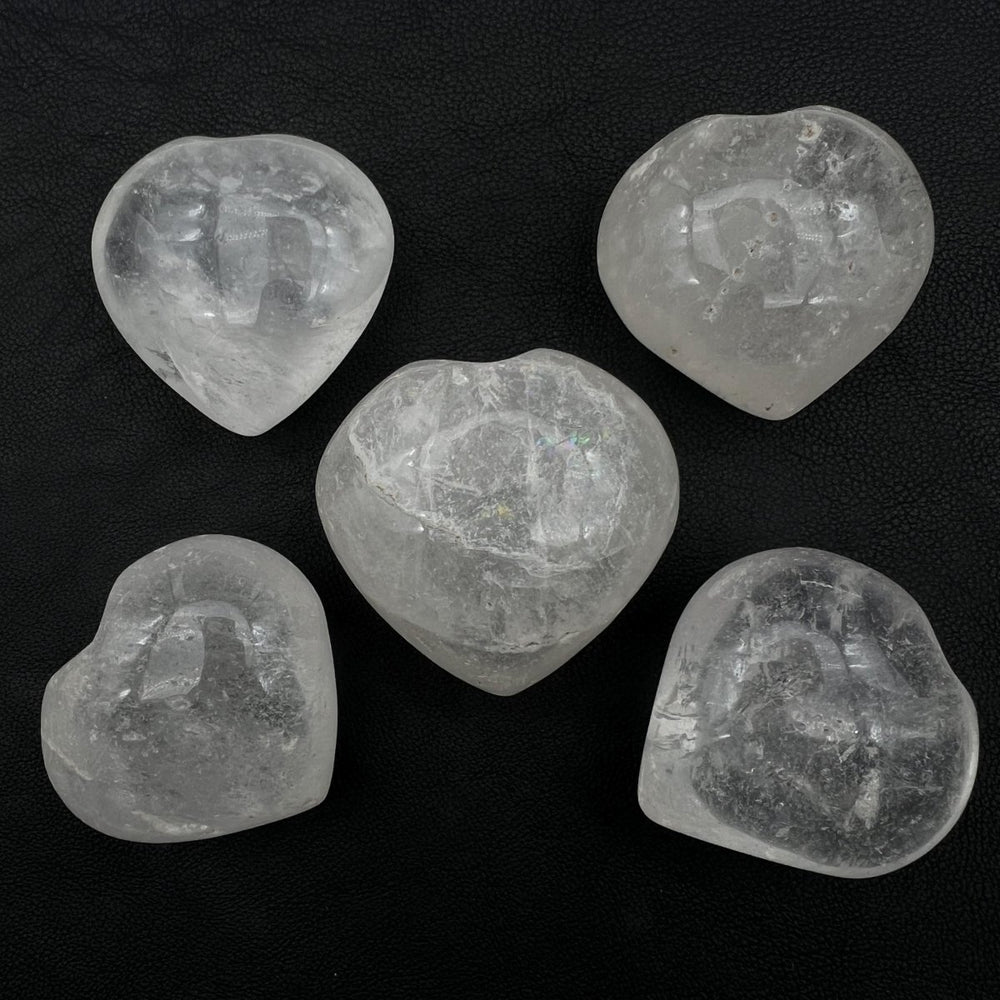 Crystal Quartz Puffy Hearts - 1" - 2" AVG (5 Pieces)Crystal River Gems