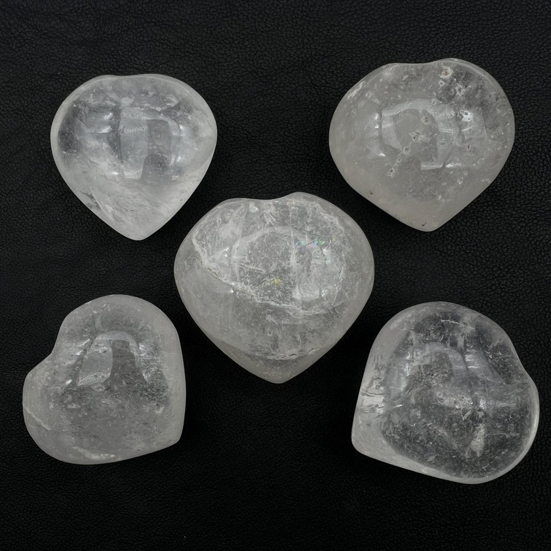 Crystal Quartz Puffy Hearts - 1" - 2" AVG (5 Pieces)Crystal River Gems