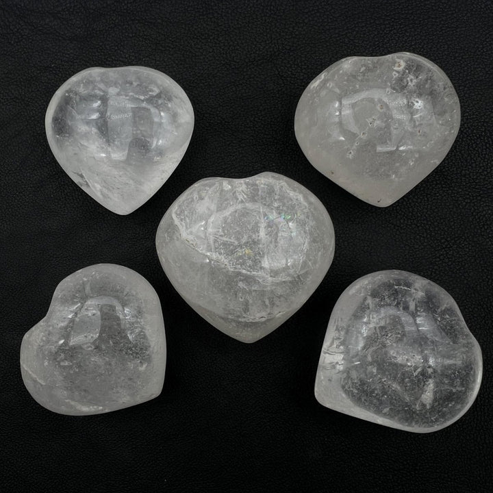 Crystal Quartz Puffy Hearts - 1" - 2" AVG (5 Pieces)Crystal River Gems