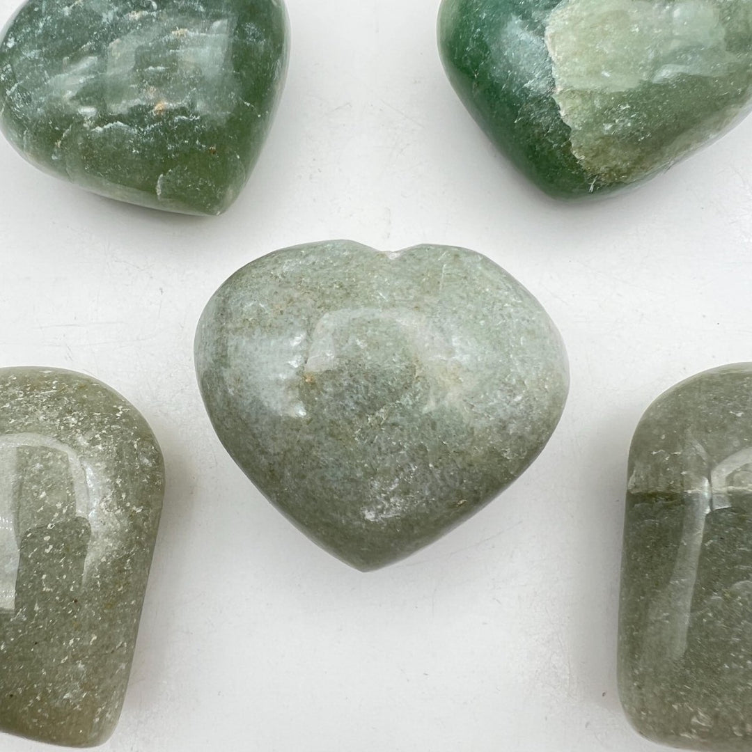 Dark Green Adventurine Puffy Hearts - 1" - 2" AVG (5 Pieces)Crystal River Gems