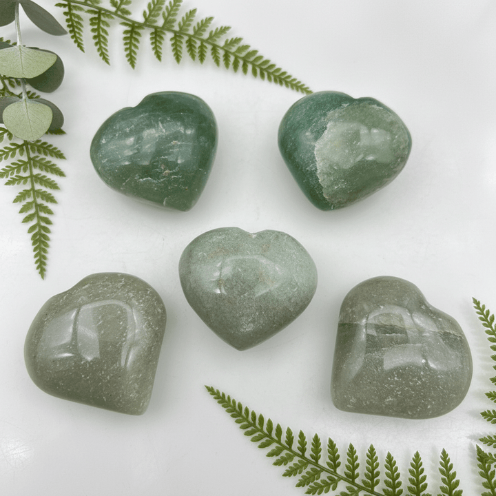 Dark Green Adventurine Puffy Hearts - 1" - 2" AVG (5 Pieces)Crystal River Gems