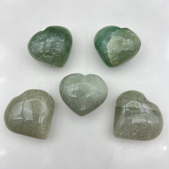 Dark Green Adventurine Puffy Hearts - 1" - 2" AVG (5 Pieces)Crystal River Gems