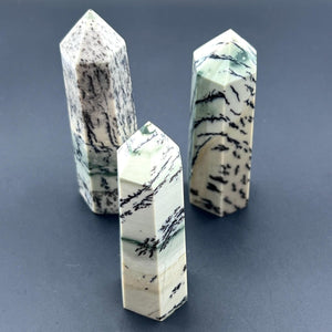 Dendritic Agate Polished Standing Hexagon Point