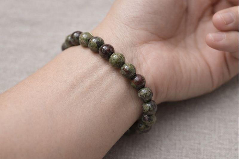 Dragon Bloodstone Round Bead Stretch Bracelet (8 mm)Crystal River Gems