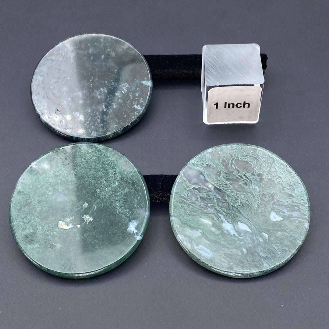 Moss Agate Polished Thin Coin Disk