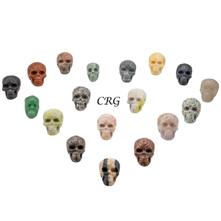 Assorted Gemstone Skulls Size 2 Inches Mixed Crystal Carvings