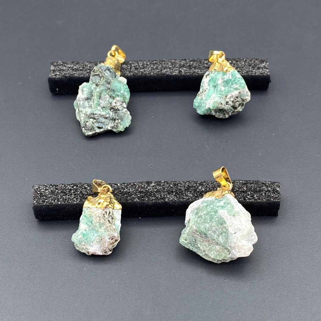 Emerald in Rough Matrix Gold PendantCrystal River Gems