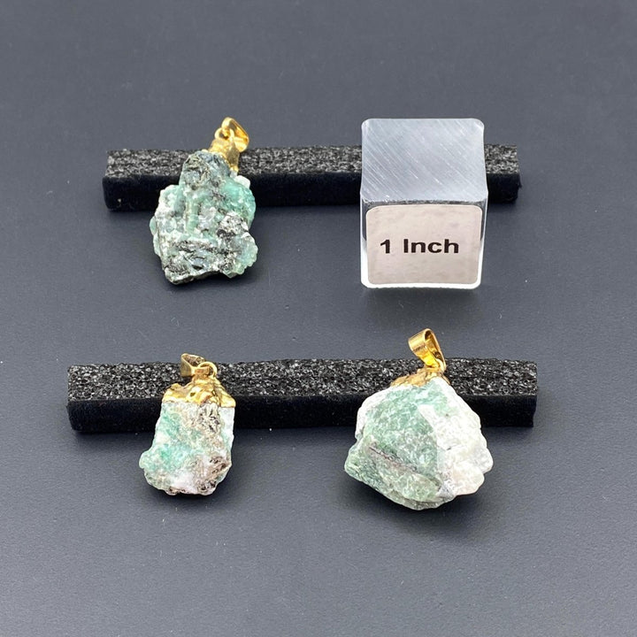 Emerald in Rough Matrix Gold PendantCrystal River Gems