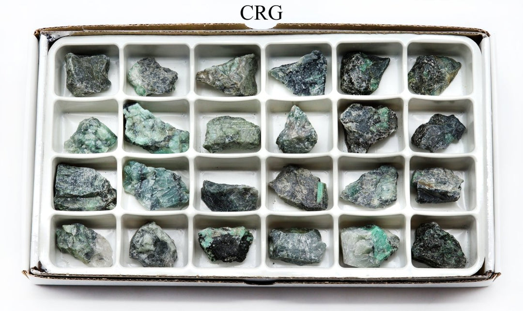 Emerald Rough Flat (24 Pieces) Size 1.5 to 1.75 Inches Bulk Wholesale Lot Crystal Minerals
