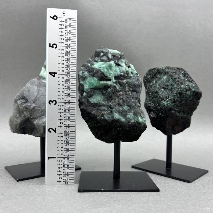 Emerald Rough Specimen on Metal Stand Gemstone Home Decor Wholesale Crystal SupplyCrystal River Gems
