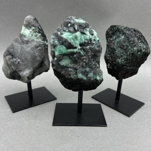 Emerald Rough Specimen on Metal Stand Gemstone Home Decor Wholesale Crystal Supply